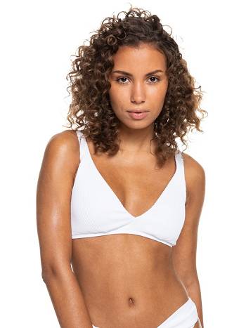 Roxy Love The Oceana Elongated Triangle Women's Bikini Tops White | SG_LW5245