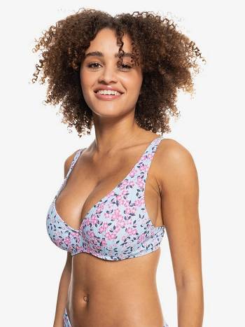 Roxy Love The Oceana V Underwire Women's Bikinis blue Flower | SG_LW4051