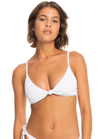 Roxy Love The Surf Knot Ribbed Triangle Women's Bikini Tops White | SG_LW4215