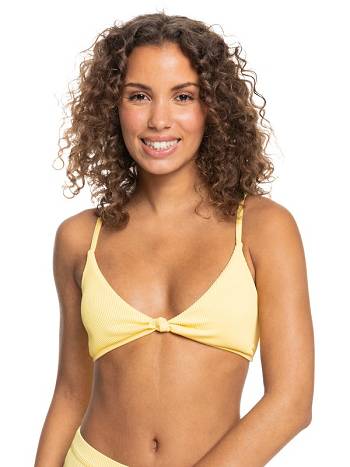 Roxy Love The Surf Knot Triangle Women's Bikini Tops yellow | SG_LW2175