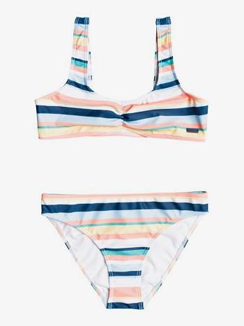 Roxy Malibu Story Bralette Kids' Swim White Orange | SG_LW6445