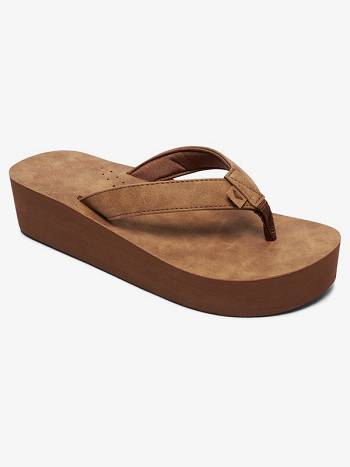 Roxy Melinda Platform Women's Flip Flops Brown | SG_LW3425