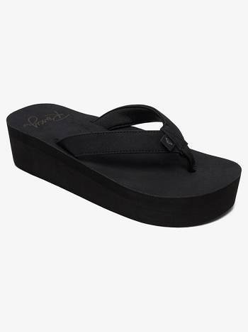 Roxy Melinda Platform Women's Flip Flops Black | SG_LW8784