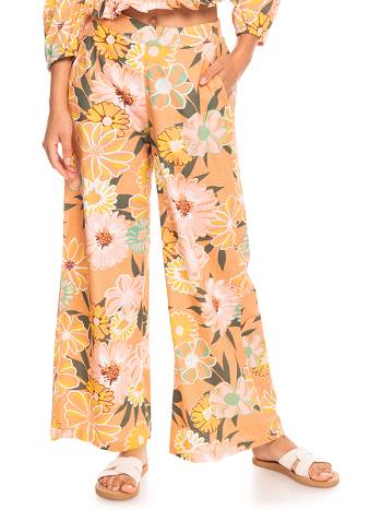 Roxy Midnight Avenue Again Women's Pants Yellow Flower | SG_LW4700