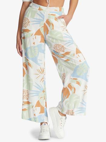 Roxy Midnight Avenue Beach Women's Pants green flower | SG_LW6097