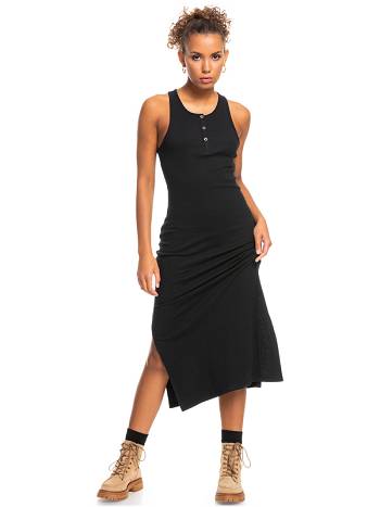 Roxy Moon Glow Rib Knit Women's Dress Dark Grey | SG_LW8835