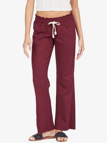 Roxy Oceanside Flared Women's Pants deep red | SG_LW9444