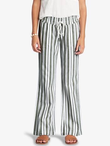 Roxy Oceanside Stripe Flared Women's Pants Green Stripes | SG_LW2677