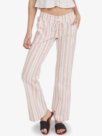 Roxy Oceanside Stripe Flared Women's Pants Khaki Stripes | SG_LW3017