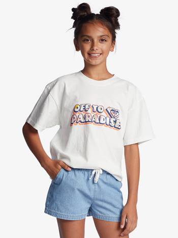 Roxy Off To Paradise Boyfriend Kids' T-Shirt White | SG_LW5996