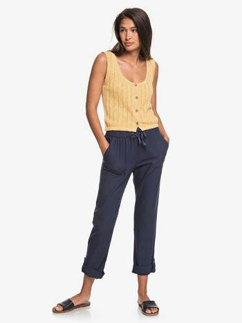 Roxy On The Seashore Linen Pull-On Women's Pants Indigo | SG_LW6363