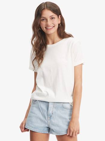 Roxy Palm Lines Women's T-Shirt White | SG_LW2041