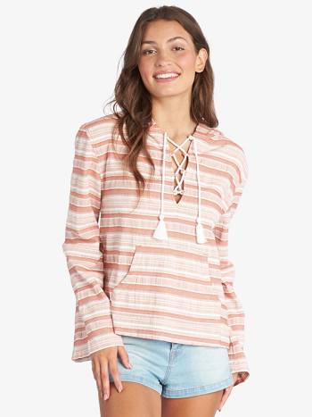 Roxy Paradise Calling Women's Hoodies Pink Stripes | SG_LW6094