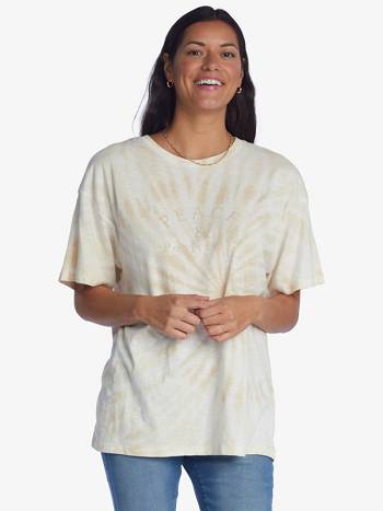 Roxy Peace Positivity Oversized Women's T-Shirt Beige | SG_LW6839