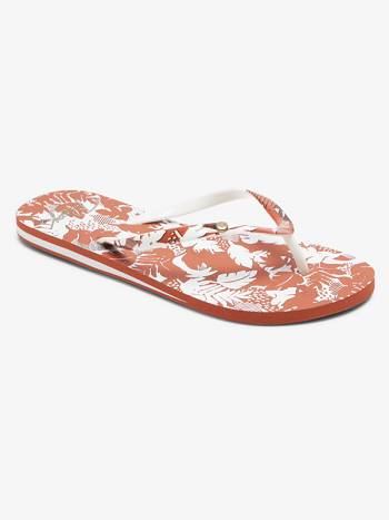 Roxy Portofino Women's Flip Flops Brown / White | SG_LW8285