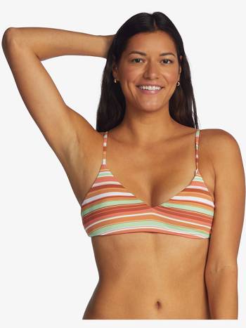 Roxy Printed Beach Classics Athletic Triangle Women's Bikini Tops Brown Stripes | SG_LW2168