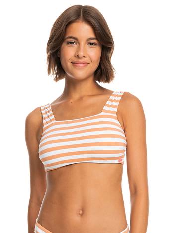 Roxy Printed Beach Classics Bralette Women's Bikinis Brown Stripes | SG_LW1215