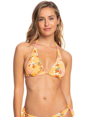 Roxy Printed Beach Classics Elongated Triangle Women's Bikini Tops Yellow Flower | SG_LW1671