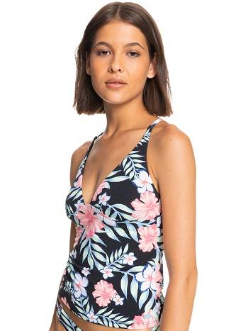 Roxy Printed Beach Classics Tankini Women's Bikini Tops Dark Grey | SG_LW1554