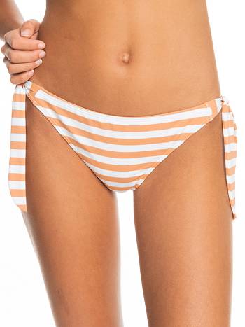 Roxy Printed Beach Classics Tie Side Cheeky Women's Bikini Bottoms Kahki Stripes | SG_LW3612