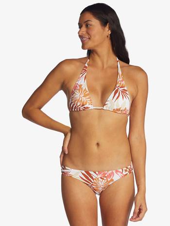 Roxy Printed Beach Classics Tiki Elongated Triangle Women's Bikini Tops white flower | SG_LW2683