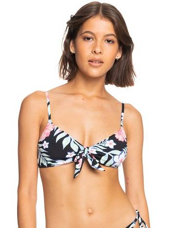 Roxy Printed Beach Classics Triangle Women's Bikini Tops Dark Grey | SG_LW5680