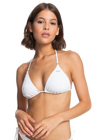 Roxy Quiet Beauty Triangle Women's Bikini Tops White | SG_LW8294