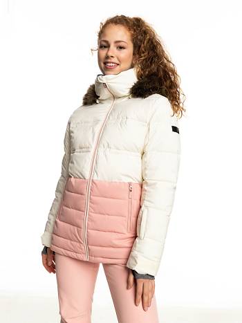 Roxy Quinn Insulated Women's Snow Jackets White pink | SG_LW6532