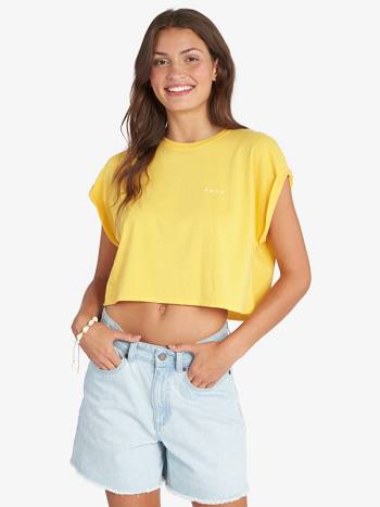 Roxy Retro Sunny Day Women's T-Shirt yellow | SG_LW2777