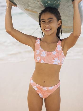 Roxy Salty Flower Kids' Swim pink flower | SG_LW7549