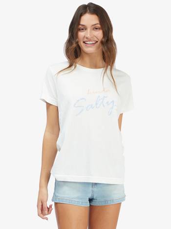 Roxy Salty Script Graphic Boyfriend Women's T-Shirt White | SG_LW8072