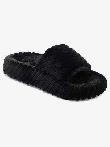 Roxy Slippy Faux Fur Slide Women's Sandals Black | SG_LW1848