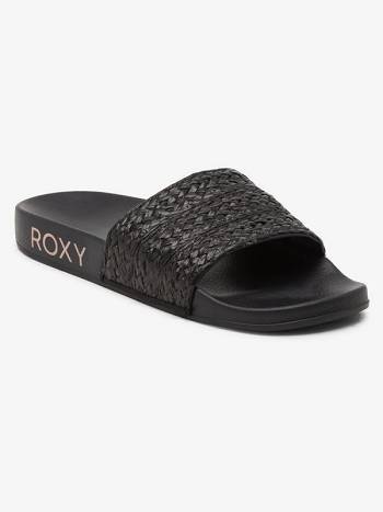 Roxy Slippy Jute Slide Women's Essentials Black | SG_LW1269