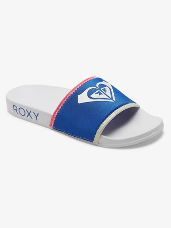 Roxy Slippy Neo Slide Women's Sandals Blue / White | SG_LW9767