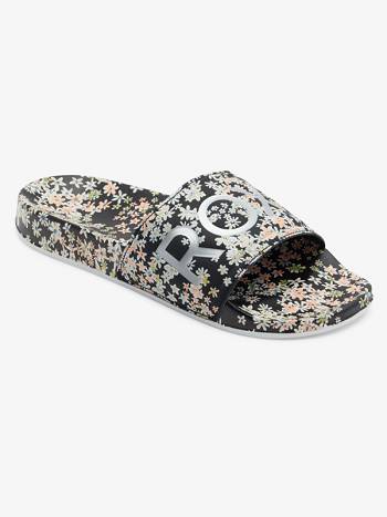 Roxy Slippy Printed Slide Women's Sandals Black | SG_LW1123