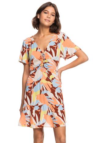 Roxy Summer Flow Printed Mini Women's Dress Brown | SG_LW6590