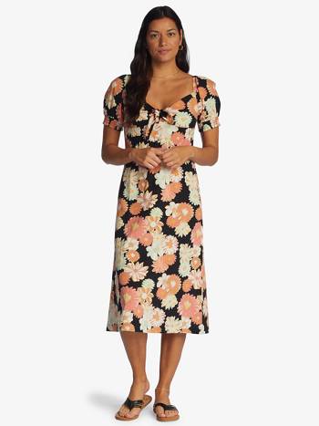 Roxy Summertime Feeling Midi Women's Dress Dark Grey | SG_LW4397