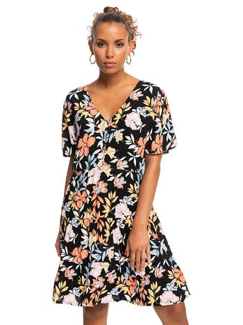 Roxy Sunny Summer V-Neck Women's Dress Dark Grey | SG_LW3588