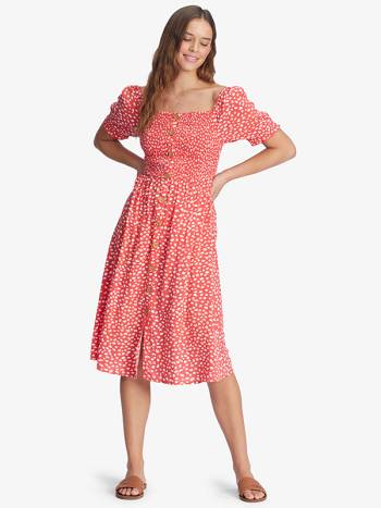 Roxy Sunshine Mind Midi Women's Dress Red | SG_LW8062