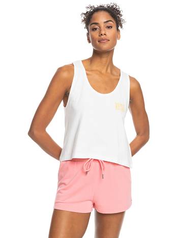 Roxy Surfing Day Crop Women's T-Shirt White | SG_LW2098