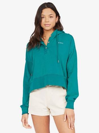 Roxy Time To Chill Button Front Women's Hoodies Turquoise Green | SG_LW9741