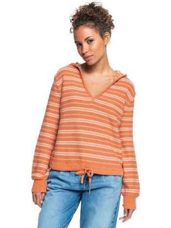 Roxy Turning Out Women's Sweaters Orange Stripes | SG_LW3931