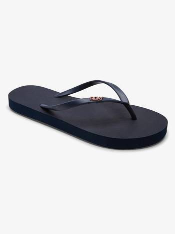 Roxy Viva High Women's Flip Flops Navy | SG_LW4112