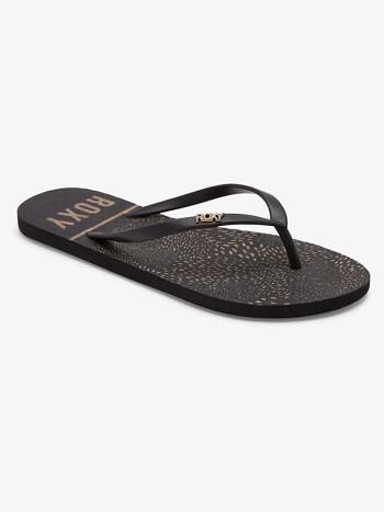 Roxy Viva Stamp Women's Flip Flops Black / White | SG_LW6587