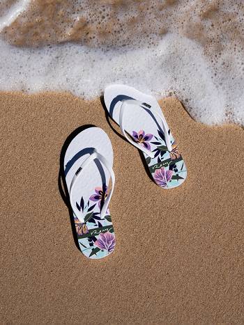 Roxy Viva Stamp Women's Flip Flops White | SG_LW3972