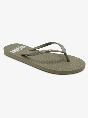 Roxy Viva Stamp Women's Flip Flops green | SG_LW6457