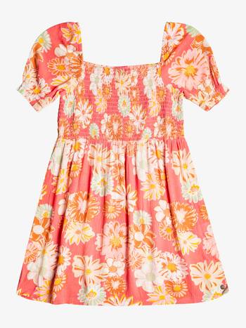 Roxy Walking In The Wind Puff Sleeve Kids' Dresses Rose | SG_LW6632