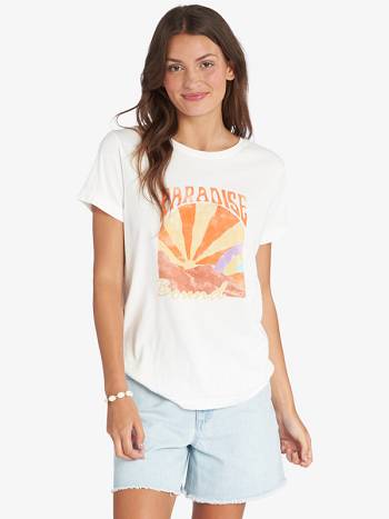 Roxy Watercolor Landscape Boyfriend Women's T-Shirt White | SG_LW1556