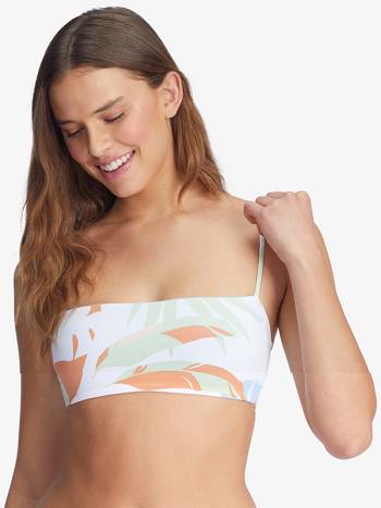 Roxy Wildflowers Reversible Bandeau Women's Bikini Tops White | SG_LW7012